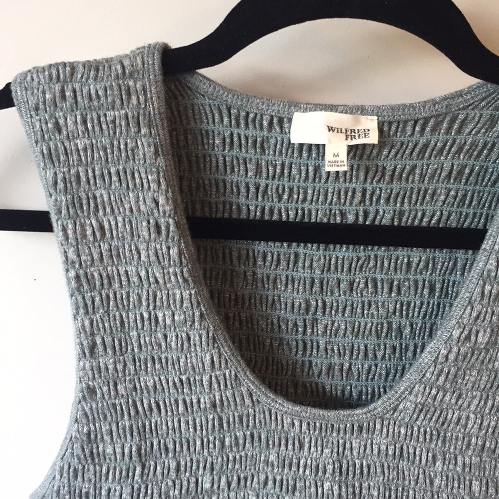 Wilfred Free by Aritzia Natane Smocked Crop Tank Top | Mottled Green | Sz M - Picture 6 of 11